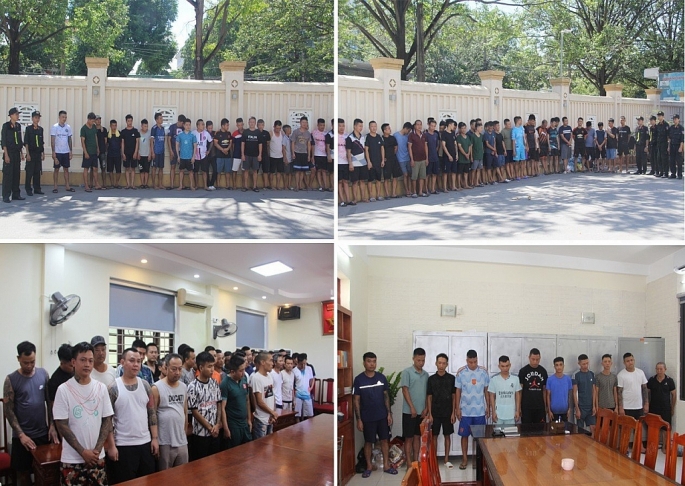 Các đối tượng bị bắt giữ và đưa về Công an tỉnh Thanh Hoá