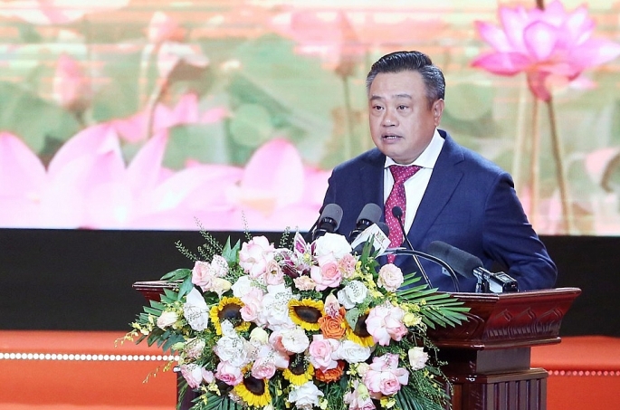 Chủ tịch UBND TP Hà Nội Trần Sỹ Thanh phát biểu tại hội nghị. Ảnh: Thanh Hải