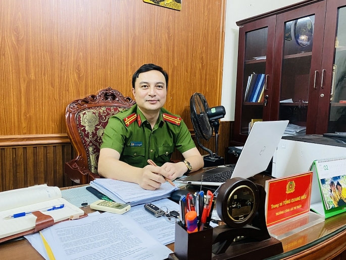 Trung tá Tống Quang Hiếu, cho rằng, công tác tổ chức, giúp đỡ những người chấp hành xong án phạt tù THNCĐ rất quan trọng. Ảnh: Nguyễn Vũ