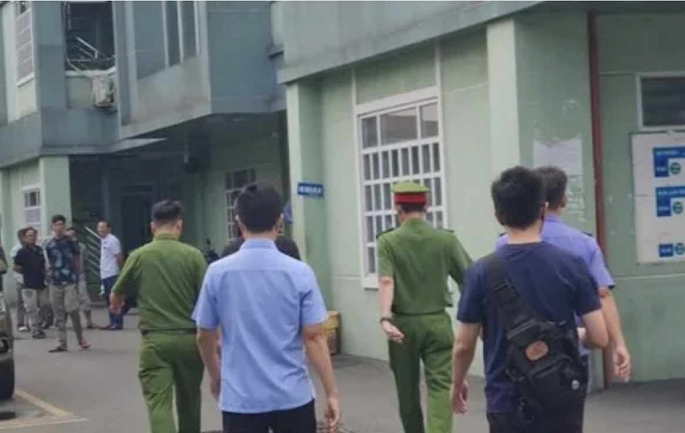 lực lượng công an và viện kiểm sát đã có mặt tại Trung tâm đăng kiểm 60-01S TP Biên Hòa 